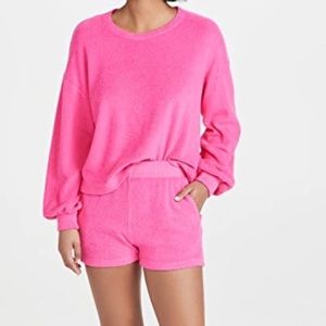 1060 Sundry Women’s Bright Pink Blouson Sleeve Lightweight Sweatshirt Size 1/Sm